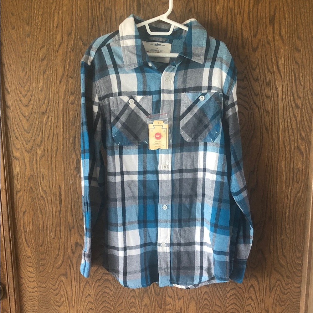 Urban Pipeline Blue and White Plaid Kids Shirt